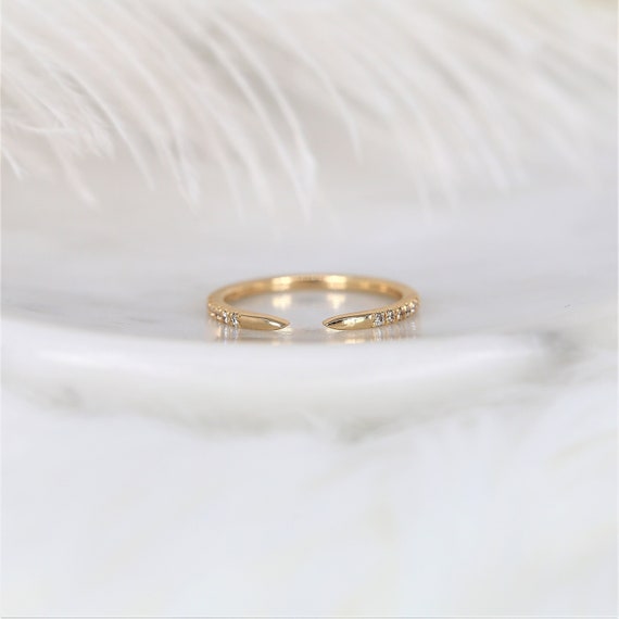 Arlo 14kt Gold Pave Diamond Minimalist Talon Open Cuff Ring,Dainty Stacking Ring,Promise Ring