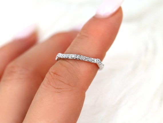 14kt Matching Band to Cassidy/Mara Diamond Prong HALFWAY Eternity Ring,Shadow Band,Matching Wedding Ring,Contoured Band,Custom Fitted Ring