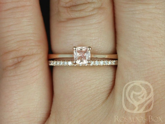 0.45ct Ready to Ship Gallina & DIA Barra 14kt Peach Champagne Sapphire Cushion Solitaire Wedding Set,Sapphire Wedding Ring,Anniversary Gift