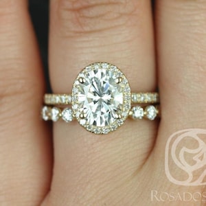 1.50ct Chantelle 8x6mm & Medio Naomi 14kt Moissanite Diamond Oval Halo Bridal Set,Oval Halo Ring,Oval Engagement Ring Set,Anniversary Gift