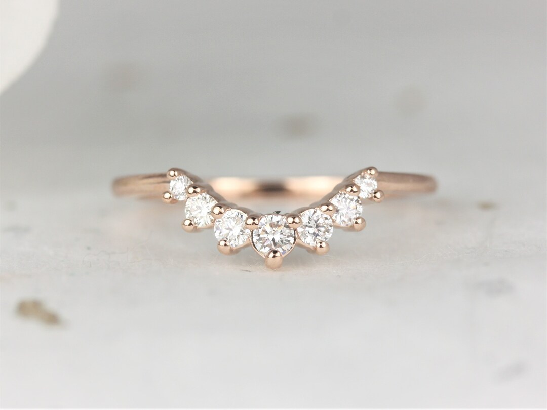 Nesting Rings Rayna 2.0 14kt Diamond Minimalist Nesting Ring,diamond Band,contoured ...
