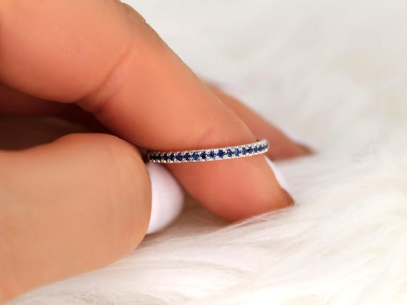 Kierra 14kt Gold Blue Sapphire HALFWAY Eternity Ring,Sapphire Pave Ring,Blue Sapphire Ring,September Birthstone,Gift For Her,Push Present