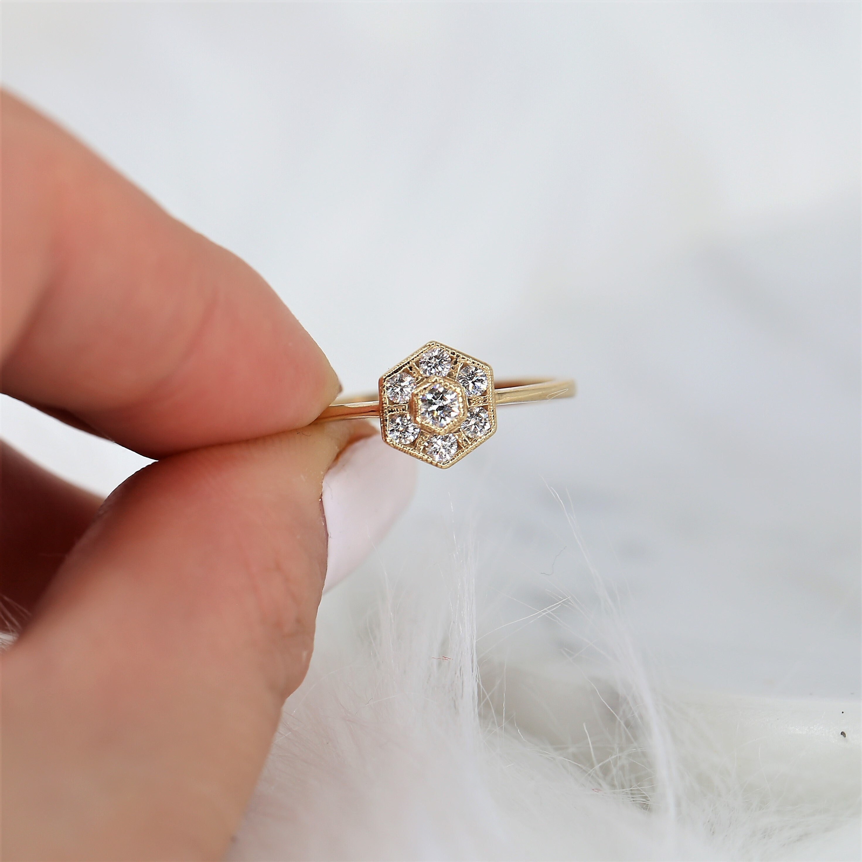 Art deco hexagon sale ring