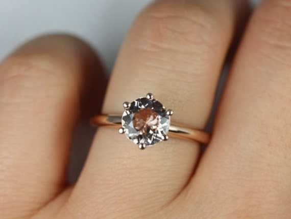 Ready to Ship Webster 7.5mm 14kt Gold Round Morganite Six Prong