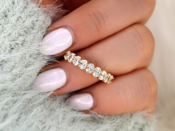 Alden 14kt Diamond HALFWAY Eternity Ring,Oval Diamond Ring,Oval Diamond Wedding Ring,Oval Diamond Band,Push Present,Anniversary Gift