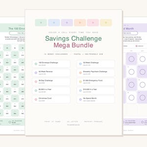 Savings Challenge Printable, 100 Envelope Challenge, 52 Week Money Saving Bundle, Biweekly, Christmas Fund, Emergency Fund Tracker PDF