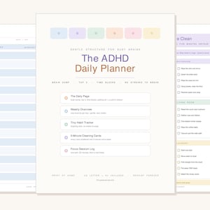 ADHD Daily Planner Printable, ADHD Friendly Planner Page, Brain Dump Time Block Habit Tracker, Focus Productivity Planner, A4 US Letter