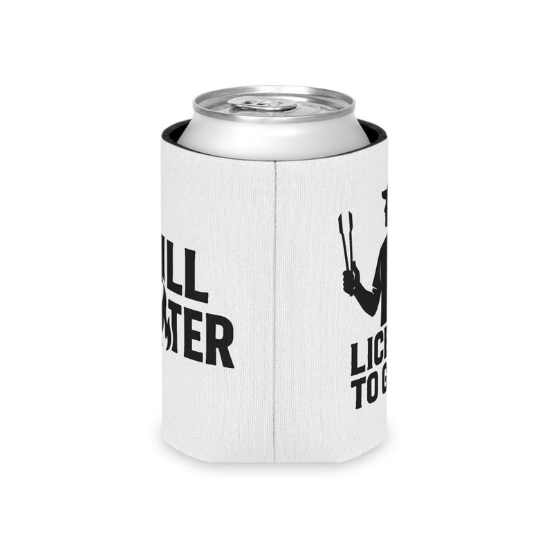 A white cooler with a black and white design on it.