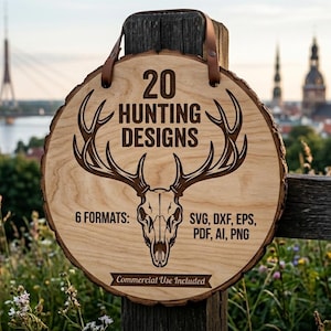 20 Hunting Designs Bundle, Wildlife Deer SVG, Laser Cut Files (Commercial Use)