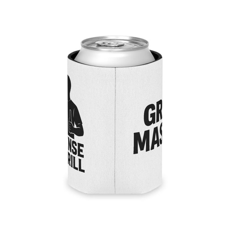 A white cooler with a black silhouette of a person and the text "GRASS MASTER" printed on it.