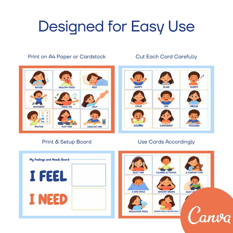 Visual Routine Cards Rest Time Feelings and Needs Board, Autism Visual Supports for Kids, ADHD Emotion ...