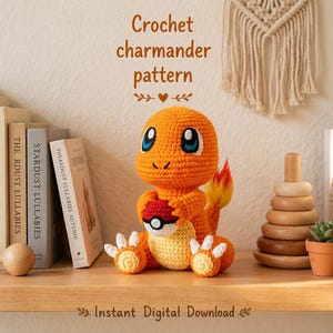 Charmander Crochet Pattern PDF | Pokemon Charmander Amigurumi Pattern | Cute Easy Crochet Pattern | Dragon Plushie | Charmander Pattern