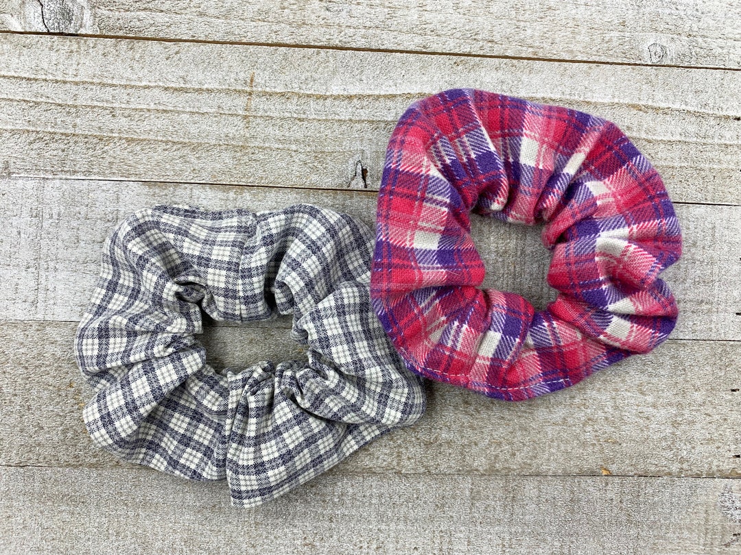 Plaid Scrunchie, Flannel & Cotton Plaid Scrunchies, Grunge 90s, Modern ...