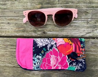 Soft Glasses Case, Art Gallery Floral Fabric, Modern Sunglasses Sleeve - Reading Glasses Pouch, Women's Gift, Eyewear Accessories,