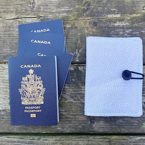 Passport Cover, Family Passport Pouch, Travel Pouch w/Pockets, White, Gold, Pink, Personal Passport Holder, Fabric Passport Pouch