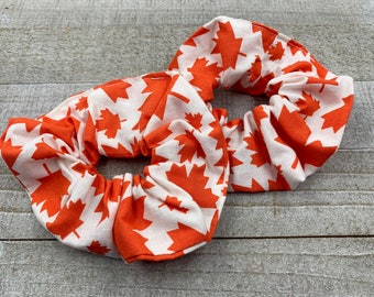 Canada Scrunchie, Maple Leaf Scrunchie, Canada Day Scrunchie, Women's Hair Accessories, Teens, Girls Gift, White Red, Maple Leaf Hair Tie