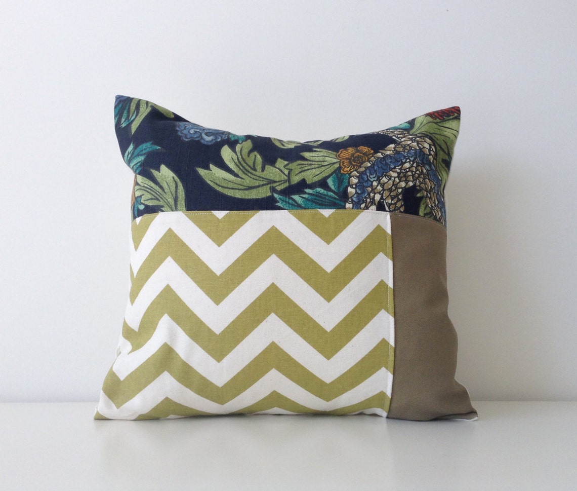 Designer Fabric Patchwork Pillow Cover 15x15 Neutral Etsy Canada