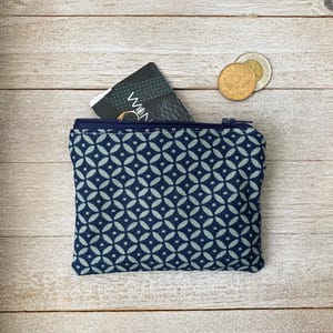 Monedero hecho a mano, monedero pequeño, diseño geométrico, forrado, bolsa de tela con cremallera, accesorios para monedero, tarjetero