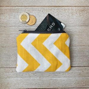 Monedero hecho a mano, monedero pequeño, chevron, forrado, bolsa de tela con cremallera, accesorios para carteras, bolsos, pequeño tarjetero de regalo