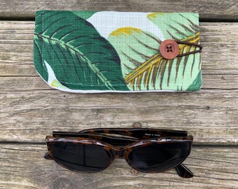 Soft Glasses Case, Tommy Bahama Palm Leaf Fabric Sunglasses Fabric Sleeve - Readers Pouch, Women's Gift, Eyewear Accessories, Botanical