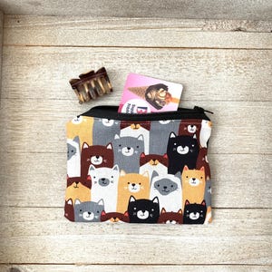 Pochette à fermeture éclair chat - pochette cadeau/cartes de crédit - pochette en tissu à collage chat, petit porte-monnaie - accessoires - porte-monnaie doublé, cadeau pour les amoureux des chats