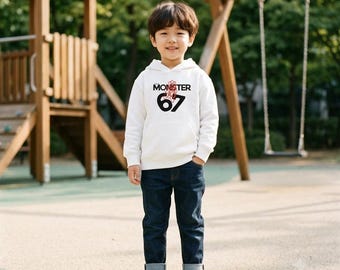 Kinderhoodie met monstermotief – Fleece trui voor peuters, vintage streetwearstijl