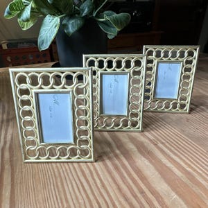 Set of 3 Wilton Y2K Picture Frame Gold Interlocking Circle Chain Link Metal Glam
