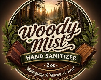 Limpiador de manos hidratante sin agua Woodland con alcohol isopropílico al 80%.