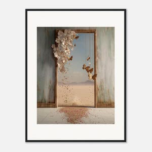 White Blossom Wall Art, The Blossom Door Framed Print, Dreamy Boho Desert Decor image 2