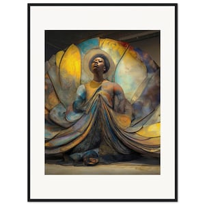 Arte de parede com mulher negra, O Desdobramento, Impressão surreal emoldurada, Decoração afro-americana imagem 1