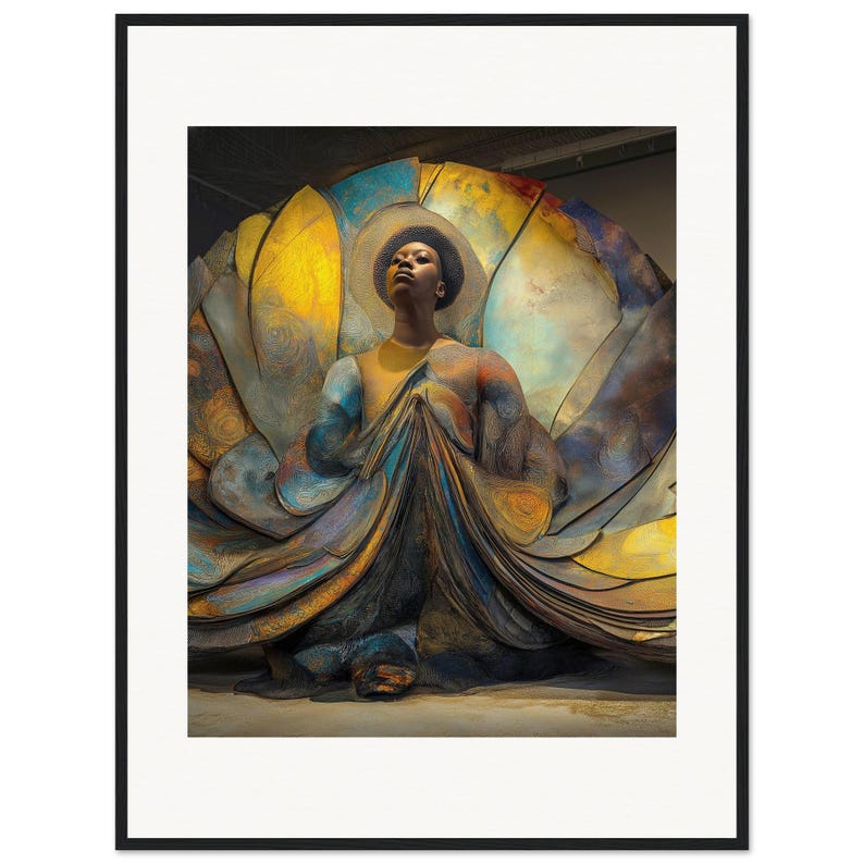 Arte de parede com mulher negra, O Desdobramento, Impressão surreal emoldurada, Decoração afro-americana imagem 1