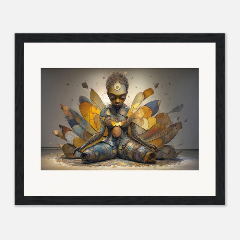 Black Woman Wall Art, The Petal Throne, Surreal Framed Print, African American Decor image 2