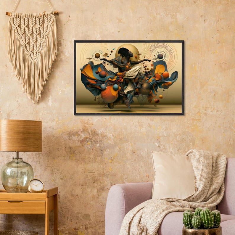 Inramad väggkonst med svart dansare, Glory, afroamerikansk andlig konsttryck, afrocentrisk vardagsrumsdekor, redo att hängas bild 6
