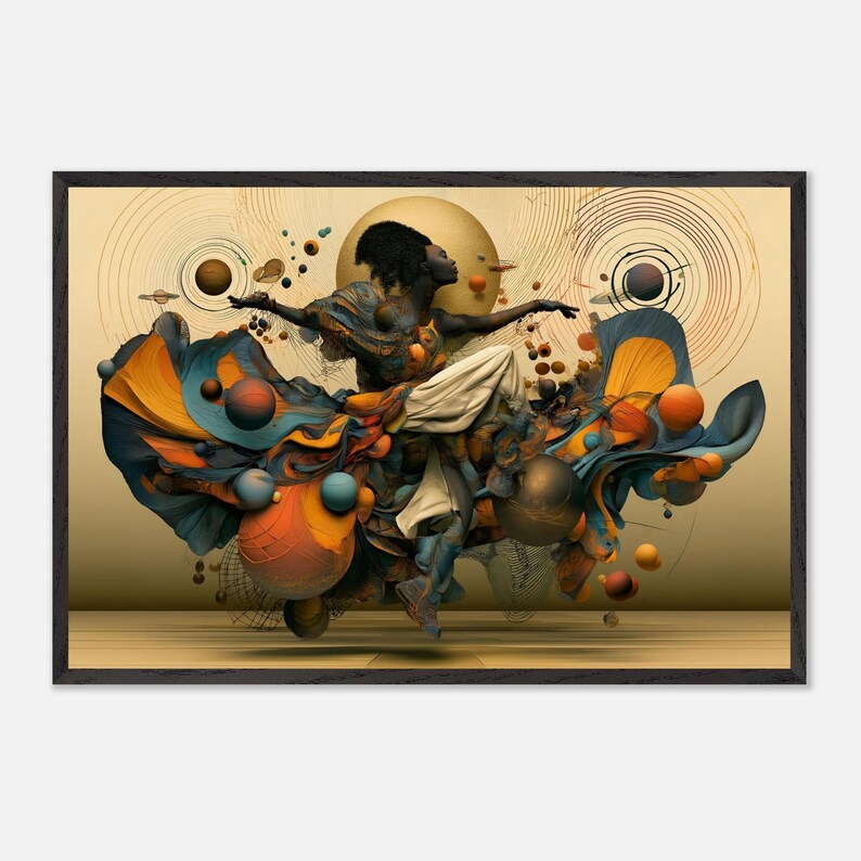 Inramad väggkonst med svart dansare, Glory, afroamerikansk andlig konsttryck, afrocentrisk vardagsrumsdekor, redo att hängas bild 2