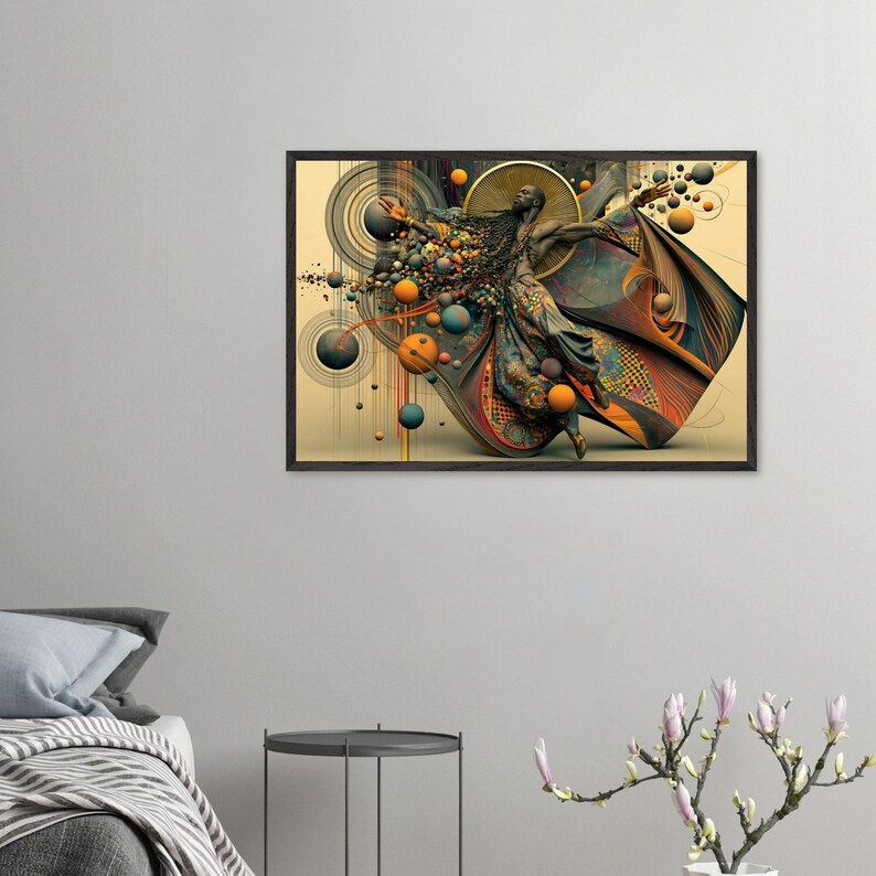Black Praise Dance Wall Art Framed, Praise Break, African American Gospel Art Print, Afro Surreal Decor, Ready to Hang image 3
