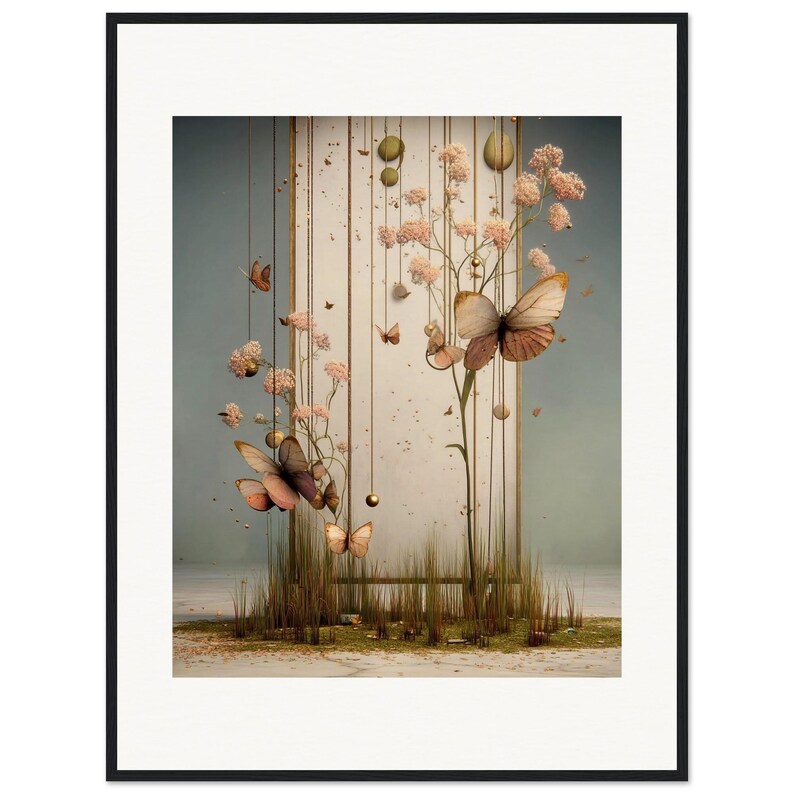 Butterfly Flower Wall Art, The Butterfly Altar Framed Print, Dreamy Boho Landscape Decor image 1