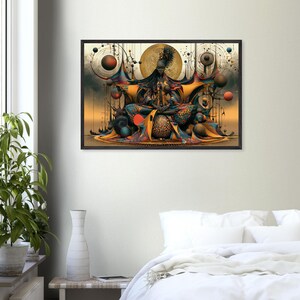 Inramad väggkonst i afroamerikansk stil, invigning, svart andligt konsttryck, afrosurreal guldhalo-dekor, redo att hängas bild 3