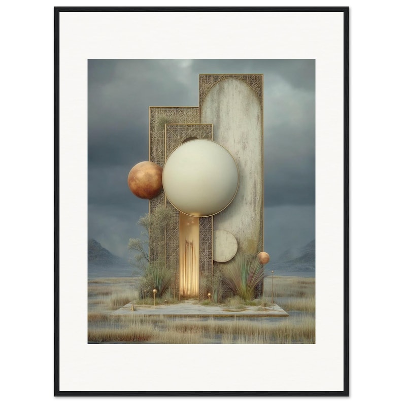 Planet Wall Art, The Quiet Planets Framed Print, Dreamy Boho Landscape Decor image 1
