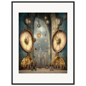 Katedralväggkonst, Rosenfönsterstaden inramad tavla, Drömsk Boho Surrealistisk Dekor bild 1