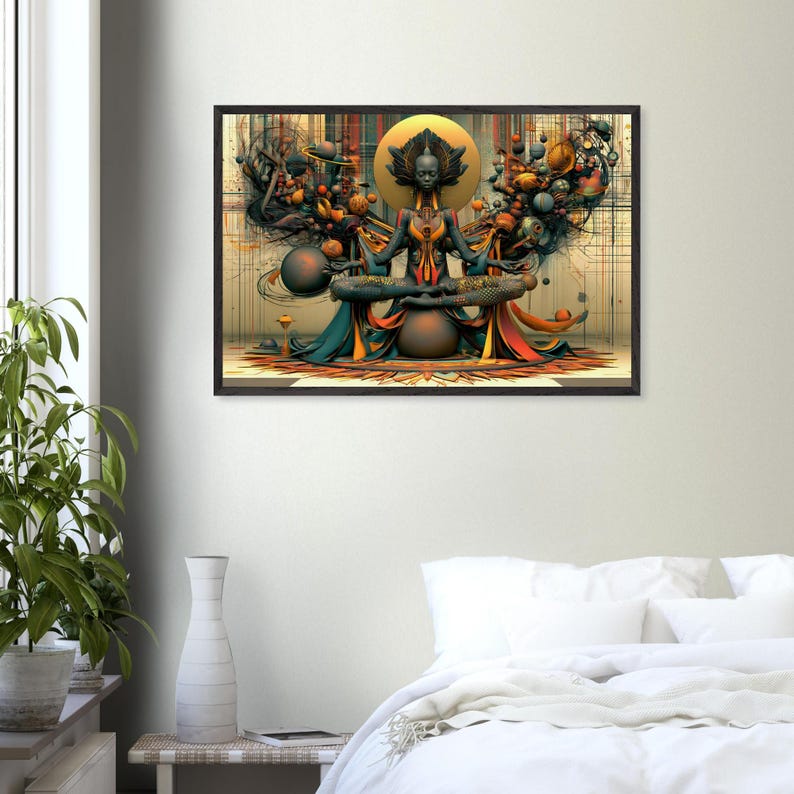 Black Spiritual Wall Art Framed, Tarry, African American Meditation Art Print, Afrocentric Decor, Ready to Hang image 6