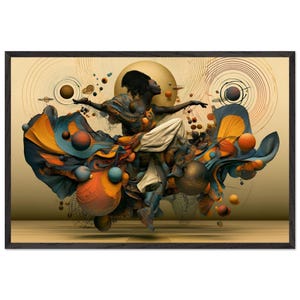 Inramad väggkonst med svart dansare, Glory, afroamerikansk andlig konsttryck, afrocentrisk vardagsrumsdekor, redo att hängas bild 1