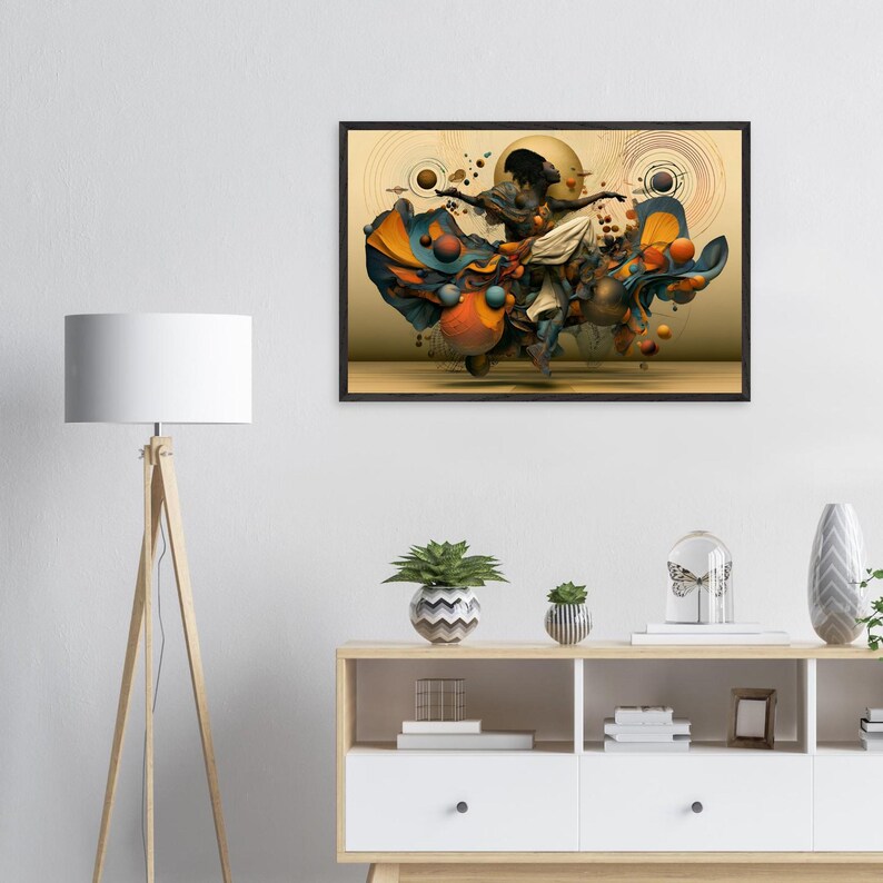 Inramad väggkonst med svart dansare, Glory, afroamerikansk andlig konsttryck, afrocentrisk vardagsrumsdekor, redo att hängas bild 5