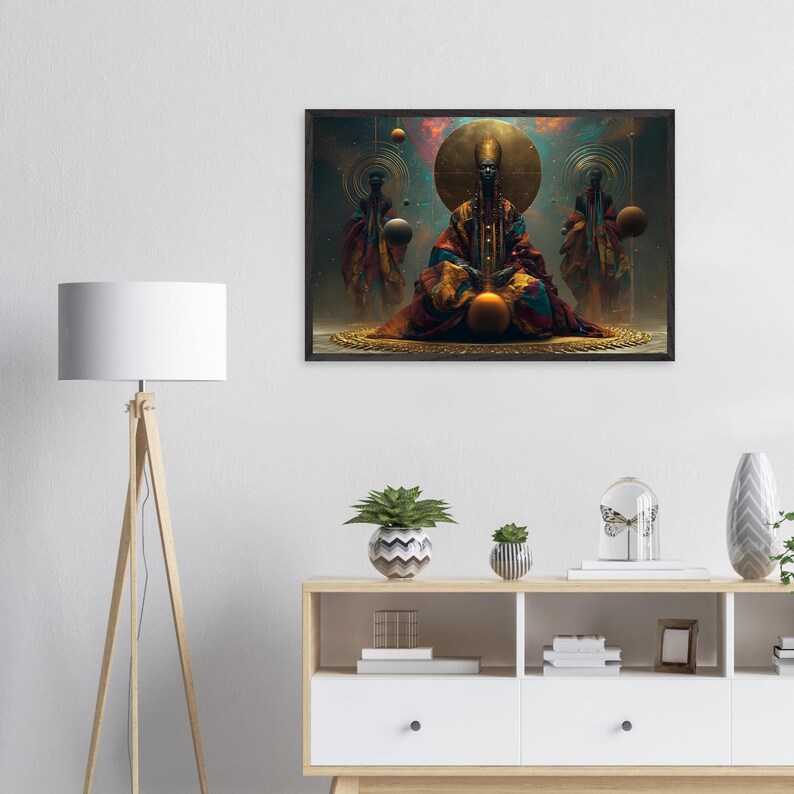 Tableau encadré noir, Les Aînés, Estampe représentant les ancêtres afro-américains, Décoration spirituelle afrocentrique, Prêt à accrocher image 5