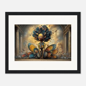 Black Woman Wall Art, The Bloom Crown, Surreal Framed Print, African American Decor image 2