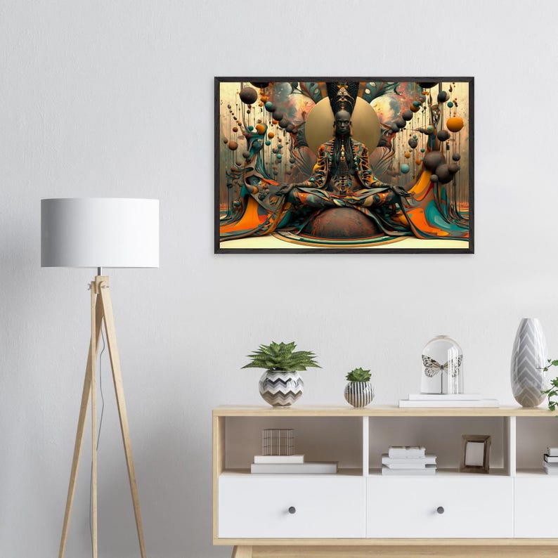 Arte de parede emoldurada afrocentrada, Selah, impressão de arte de meditação negra, decoração espiritual afro-americana, pronta para pendurar. imagem 3