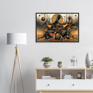 Inramad väggkonst i afroamerikansk stil, invigning, svart andligt konsttryck, afrosurreal guldhalo-dekor, redo att hängas bild 4