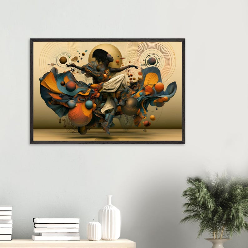 Inramad väggkonst med svart dansare, Glory, afroamerikansk andlig konsttryck, afrocentrisk vardagsrumsdekor, redo att hängas bild 3
