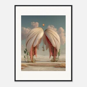 Angel Wing Wall Art, The Resting Wings Framed Print, Dreamy Boho Landscape Decor image 2