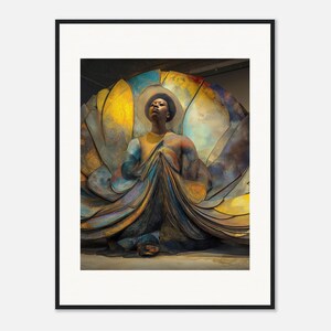 Arte de parede com mulher negra, O Desdobramento, Impressão surreal emoldurada, Decoração afro-americana imagem 2