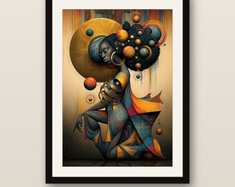 Muurdecoratie met de afbeelding van de Zwarte Koningin, Idia Benin Royal print, Afro-Amerikaanse decoratie, ingelijst of oningelijst.